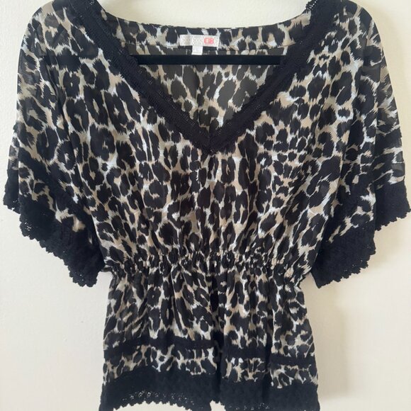 Womans Cheetah Print Sheer Blouse - Picture 6 of 8